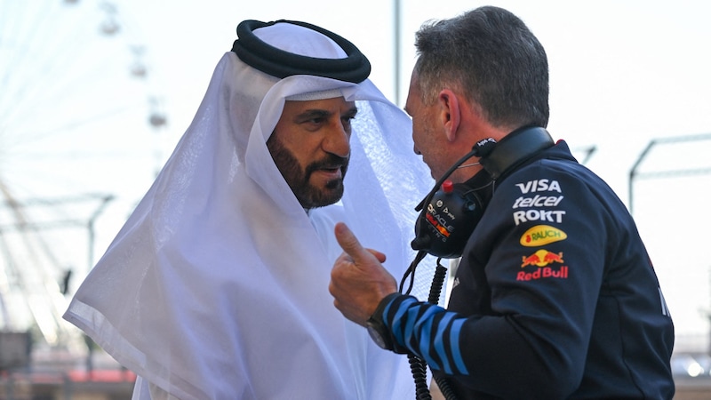 FIA-Boss Mohammed bin Sulayem und Christian Horner (Bild: APA/AFP/ANDREJ ISAKOVIC)