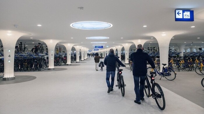 The spectacular underground bicycle parking garage in Amsterdam was opened around a year ago ...