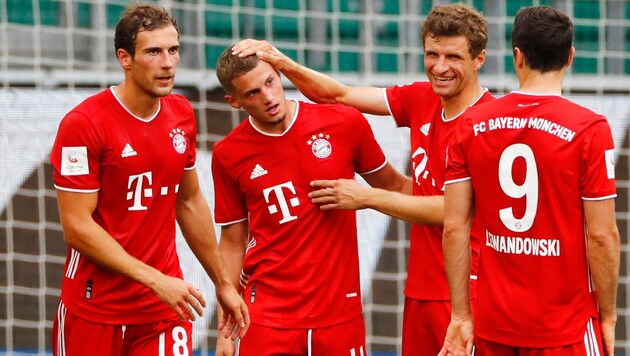 Michaël Cuisance (2.v.l.) hat bei den Bayern nicht den erhofften Durchbruch geschafft. (Bild: APA/AFP/POOL/KAI PFAFFENBACH)