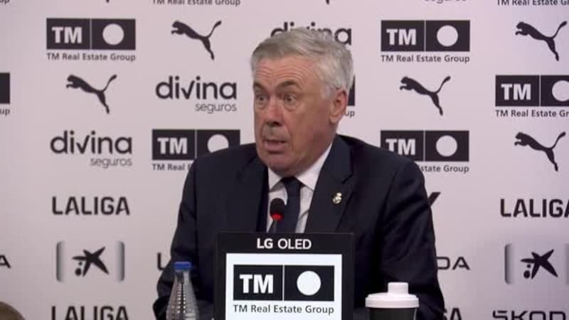 Real Madrid erzielte kurz nach dem Abpfiff den Siegestreffer gegen Valencia und Jude Bellingham wurde wegen Reklamation des Feldes verwiesen. Carlo Ancelotti hatte kein Verständnis für die Entscheidung. (Bild: Screenshot Glomex)