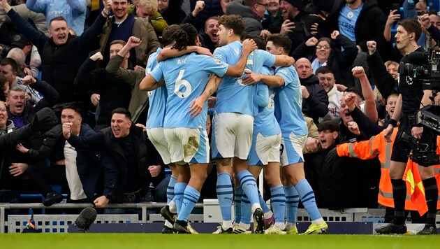 Celebration at Manchester City (Bild: Copyright 2024 The Associated Press. All rights reserved)