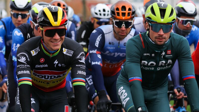 Remco Evenepoel (li.) und Primoz Roglic stehen im Baskenland ebenfalls am Start.  (Bild: AFP)