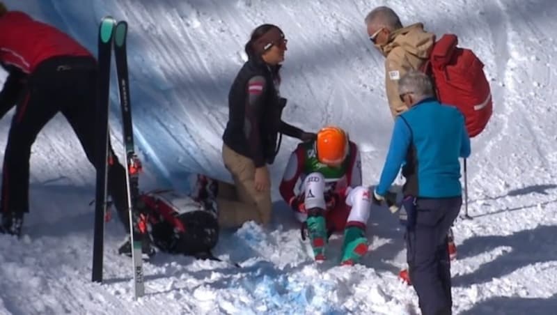 Sonja Gigler was completely devastated immediately after her injury. (Bild: Screenshot/ORF)