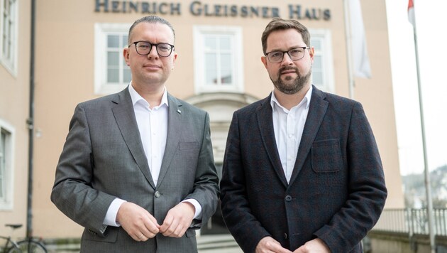 ÖVP regional managing director for Lower Austria, Matthias Zauner (left) and Florian Hiegelsberger, (Upper Austria, right) (Bild: OÖVP)