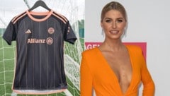 Lena Gercke hat das neue Trikot für Bayern Münchens Frauen-Team entworfen. (Bild: APA/AFP/John MACDOUGALL, X/FCBfrauen)