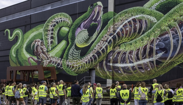 Mural Harbor Linz: Die Schlange sprayte Nychos 2016 auf 900 Quadratmetern. 