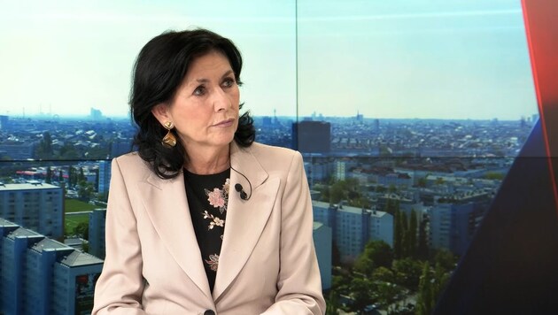 Danielle Spera, journaliste et ancienne directrice du Musée juif de Vienne, interviewée par krone.tv. (Bild: krone.tv )