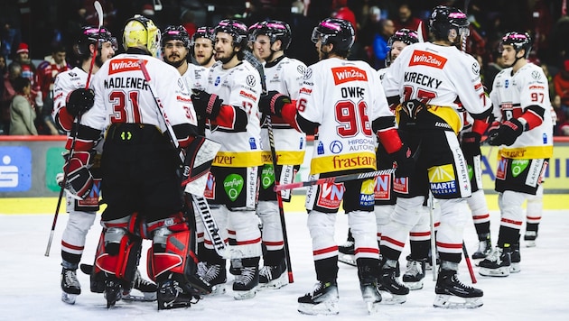 After the away win on Sunday, the Pioneers want to celebrate again in today's anniversary game against the KAC. (Bild: GEPA pictures)