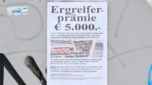 Such notices were put up in Linz. (Bild: © Harald Dostal / 2024)