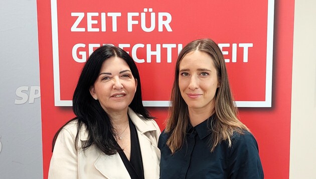 Klubchefin Manuela Auer und Landesfrauenvorsitzende Stefanie Matei wollen Gewaltschutz und Gleichstellung vorantreiben. (Bild: SPÖ Vorarlberg)