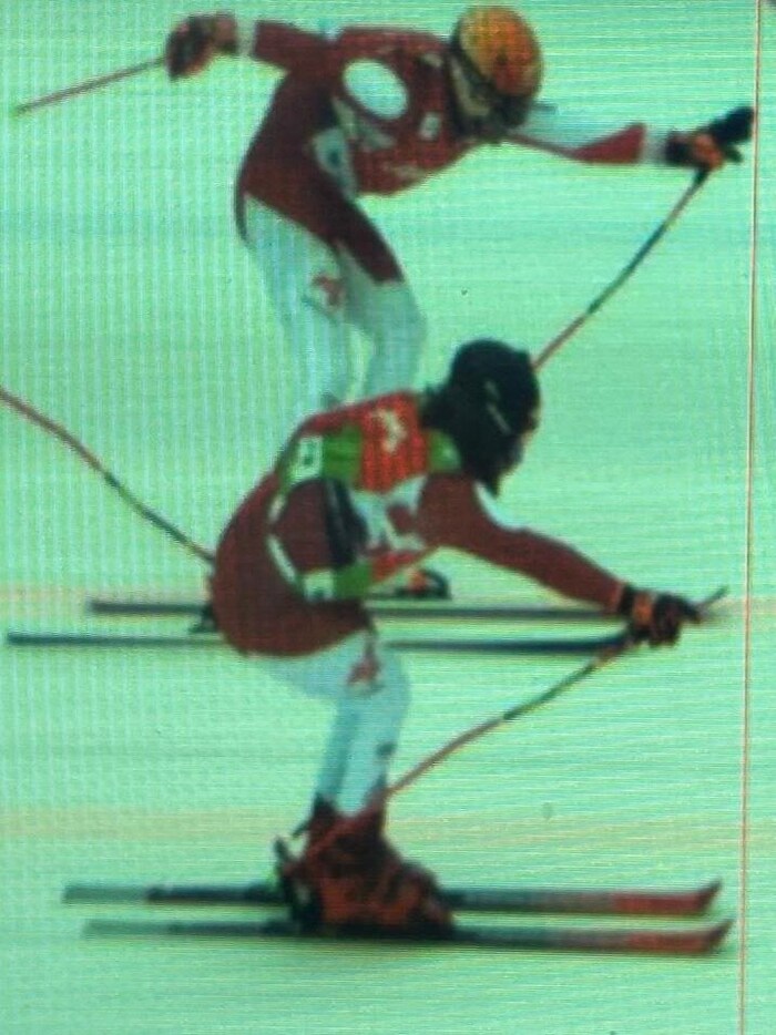 In the photo finish, Tristan Takats (h.) was ultimately a hand's breadth ahead of Simon Fleisch ...
