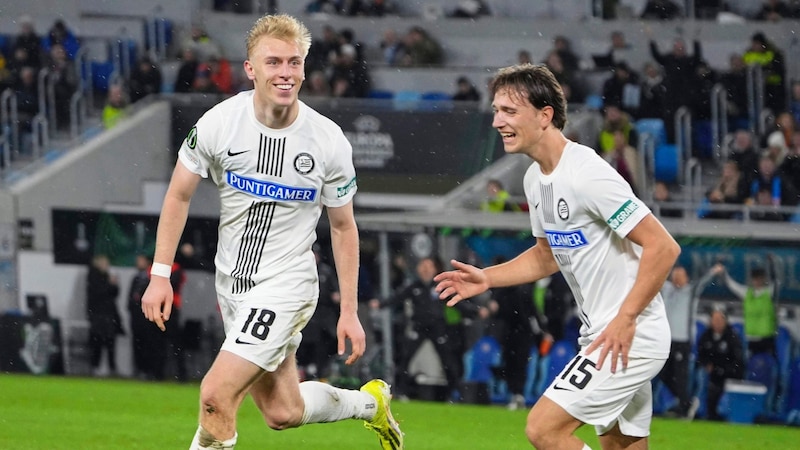 Mika Biereth (l.) is keen to score goals - because Arsenal and Denmark are keeping a close eye on him. (Bild: Marlene Borkenstein)