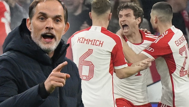 Thomas Tuchel and Bayern celebrate. (Bild: AP, krone.at-mrgrafik)