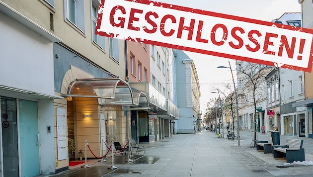 Escaparates vacíos en el centro de Wiener Neustadt (Bild: Seebacher Doris, Krone KREATIV)