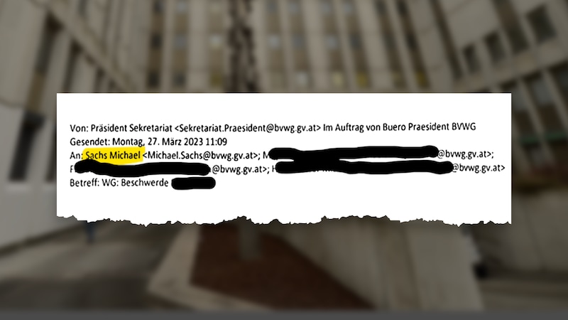 Weiterleitung an die persönliche E-Mail-Adresse von Vizepräsident Sachs (Bild: APA/Roland Schlager, stock.adobe.com, Krone KREATIV)