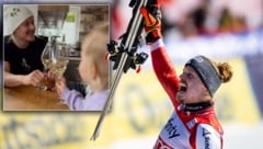 Süß: Manuel Feller stieß mit seinen Kindern zur Kristallkugel an. (Bild: GEPA pictures, Instagram/manuel.feller.official)