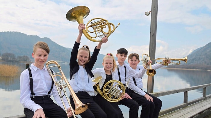 The Brass Five ensemble: Brandon, Simon, Jakob and sisters Marie and Sophie. Like all the ...