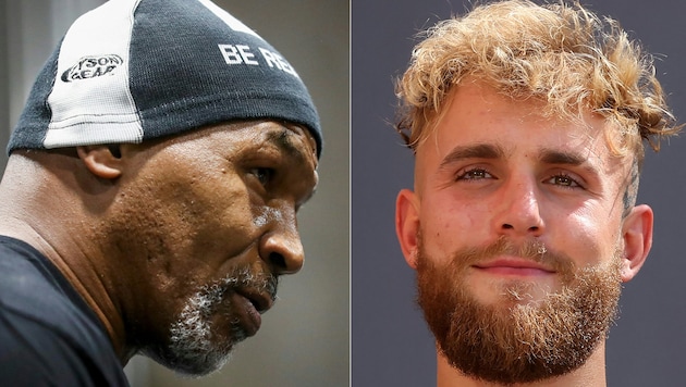 Mike Tyson (links) gegen Jake Paul  (Bild: APA/AFP/Fayez Nureldine, Ian Maule)