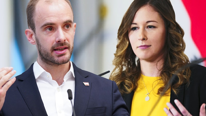 Florian Tursky recently handed over the digital agendas to Claudia Plakolm - both from the ÖVP. (Bild: APA/EVA MANHART, Krone KREATIV)