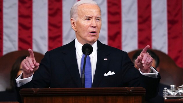 El presidente de EEUU, Joe Biden, durante su intervención en el Congreso (Bild: AP)