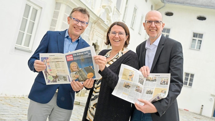 CMA host Marion Rothschopf-Herzog, Johann Brunner (regional music schools) and Gernot Ogris (l.). 