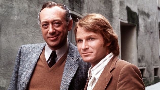 Fritz Wepper (r.) und Horst Tappert in einer "Derrick"-Szene 1977 (Bild: dpa)