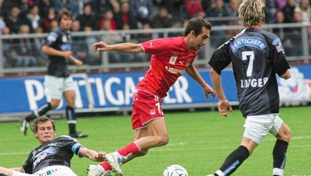 Jürgen Säumel (left) was still a player at the last Bundesliga derby against GAK in 2007. (Bild: Pail)
