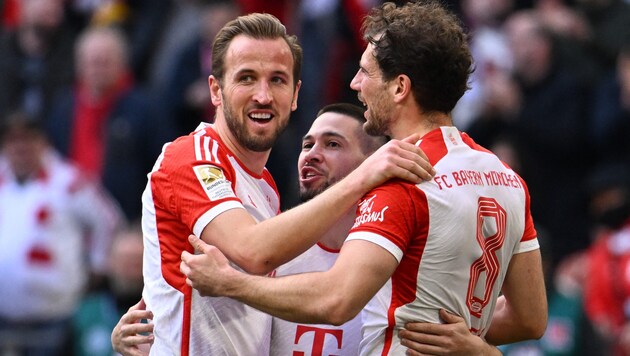 Eight goals: Bayern couldn't stop celebrating against Mainz. (Bild: APA/AFP/LUKAS BARTH)