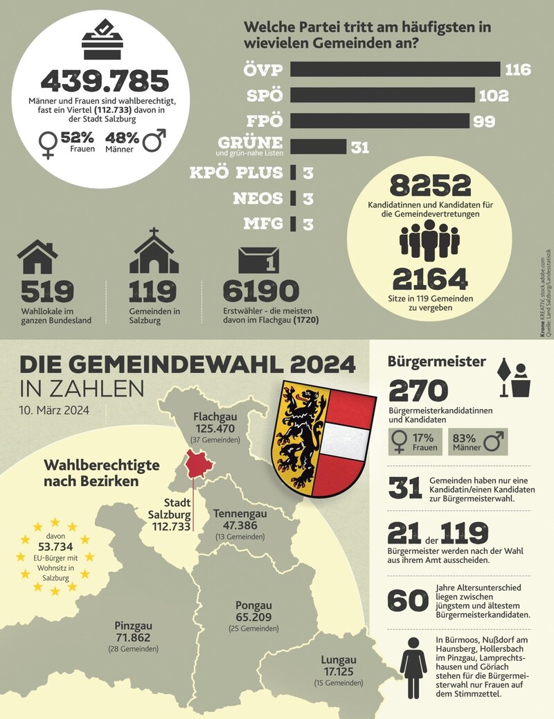 Fakten zur Salzburger Gemeinderatswahl (Bild: Krone Kreativ)