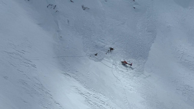 El lugar del accidente bajo el Grüne Kuppe en Vorarlberg. (Bild: Polizei)