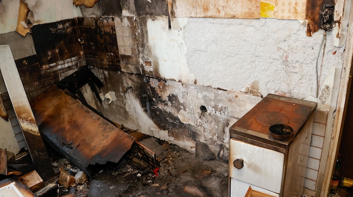 The flames completely destroyed the basement