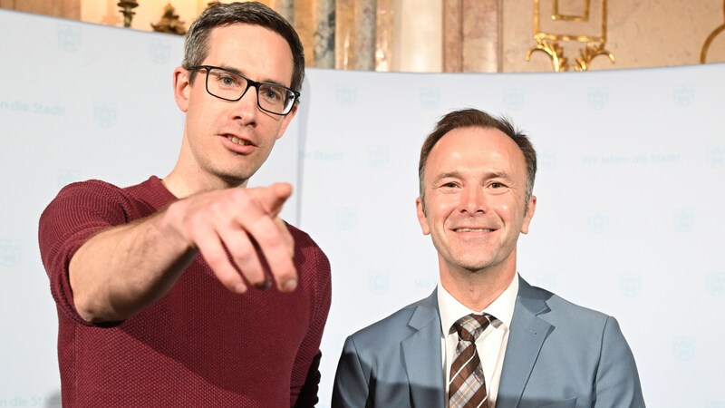 Kay-Michael Dankl und Bernhard Auinger haben es in die Stichwahl geschafft. (Bild: APA/Barbara Gindl)