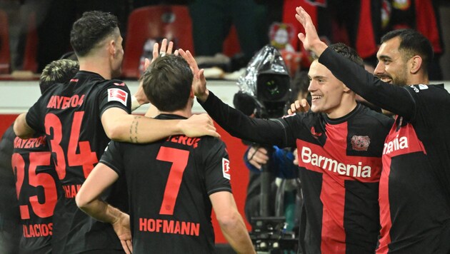 Leverkusen durfte erneut jubeln (Bild: APA/AFP/INA FASSBENDER)