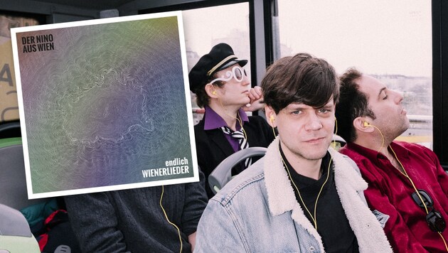 „Endlich Wienerlieder“: Auf seinem neuen Album zeigen der Nino aus Wien samt Band, wie man einer Stadt und ihren Klischees huldigt, ohne zu tief in den Klischeetopf zu fallen. (Bild: Medienmanufaktur, Ingo Pertramer, Krone KREATIV)