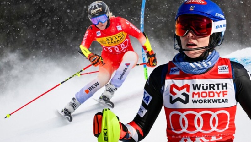 Lara Gut-Behrami und Mikaela Shiffrin (Bild: APA/AFP/TT News Agency/Pontus LUNDAHL, GEPA)