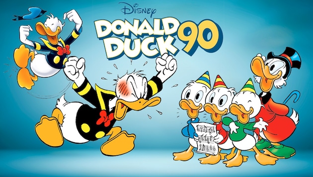 Donald is celebrating his 90th birthday - and must be annoyed about it, of course. (Bild: ©Disney 2024 / Story House Egmont, Krone KREATIV)