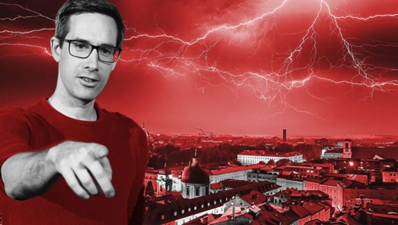 Der Kommunist Kay-Michael Dankl sorgt für Furore. (Bild: Krone KREATIV, Andreas Tröster, Markus Tschepp)