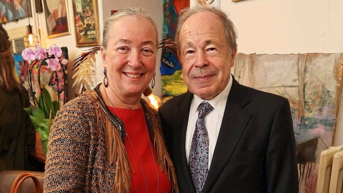 Agnes Husslein-Arcomwith former BankAustria boss Erich Hampel