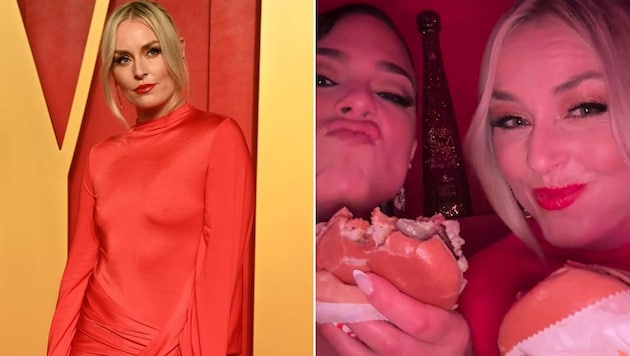 Lindsey Vonn was the eye-catcher at the Oscars after-show party - and enjoyed a burger. (Bild: instagram.com/lindseyvonn)