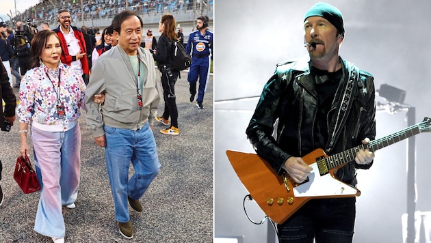 Would Chalerm Yoovidhya (l.) be really happy about a U2 song? U2 guitarist David Evans, better known as "The Edge", already has an idea for a spicy title ... (Bild: ASSOCIATED PRESS, APA/AFP/GETTY IMAGES/KEVIN WINTER)