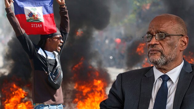 In view of the escalating gang violence in Haiti, head of government Ariel Henry resigns. (Bild: AP Photo/Odelyn Joseph, Valerie Baeriswyl / AFP)