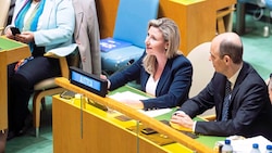 Ministerin Susanne Raab (ÖVP) bei der Weltfrauenkonferenz in New York. (Bild: BKA/Dunker)