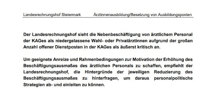 Auszug aus Seite 129 des Prüfberichts