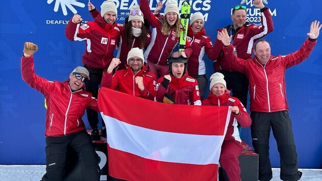 Österreichs erfolgreiches Team bei den Olympischen Winterspielen der Gehörlosen. (Bild: ÖGSV)