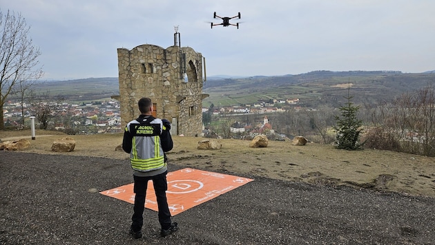 The Krems fire department used a drone to search for the missing man in Kamptal. (Bild: FF Krems)