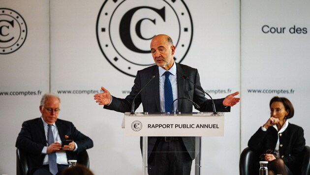 Der Präsident des französischen  Rechnungshofes,  Pierre Moscovici, präsentierte den Jahresbericht. (Bild: AFP)