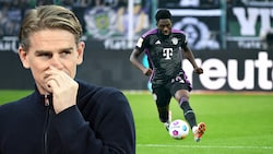 Christoph Freund (l.) will Alphonso Davies‘ Verbleib bei den Bayern noch nicht abschreiben. (Bild: APA/AFP/UWE KRAFT, Gepa)