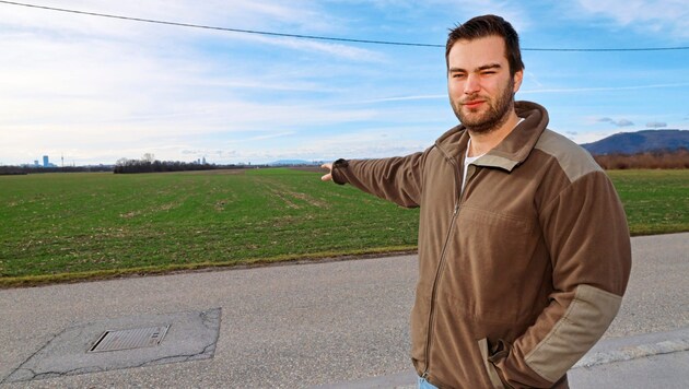 Martin Gstaltners wants to build a hall for his agricultural business on his property. (Bild: klemens groh)