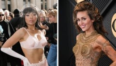 Schauspielerin Kat Graham und Miley Cyrus (Bild: APA/AFP/Robyn BECK, JM HAEDRICH / Action Press/Sipa/picturedesk.com, Krone KREATIV)