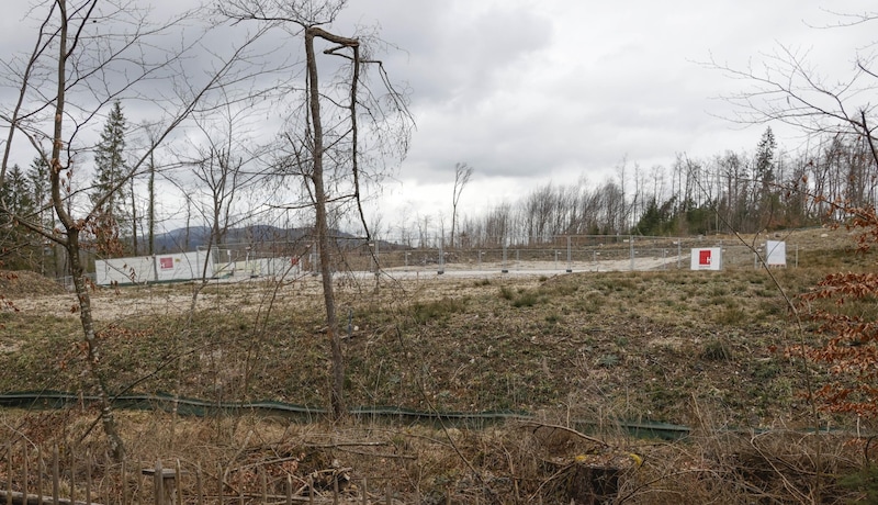 Auf diesem Grundstück neben dem Parkplatz wird das neue Besucherzentrum errichtet. (Bild: Tschepp Markus)